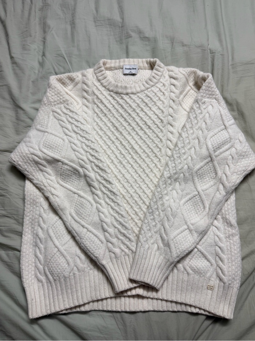 Aritzia Sunday Best Cream Cable Knit Sweater